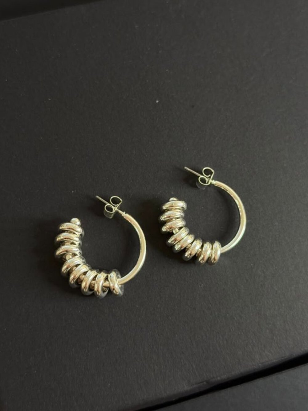 Silver Stacked Hoop Earrings Casual Minimalist Style